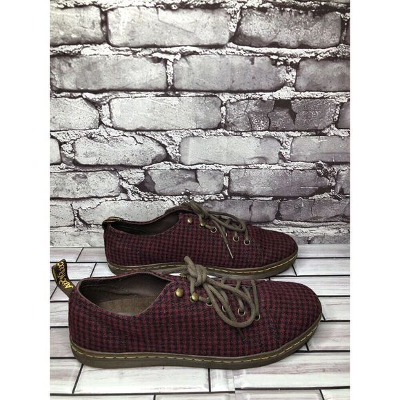 Dr. Martens Samira Burgundy Black Plaid Fabric Lace Casual Shoes Women Sz 11M US - Picture 5 of 16